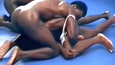Black guy with black boots gets nailed by a black dude