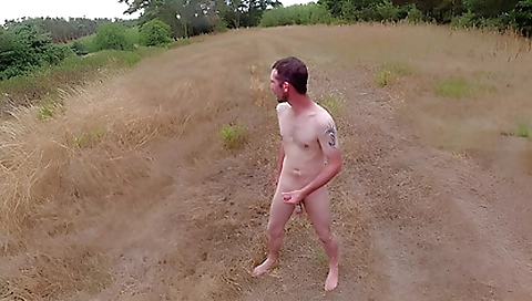 Naked brunette in outdoor party has her boobs exposed