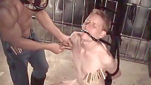 Sexy blonde slut with big tits gets spanked in bondage