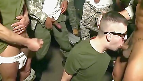 Cute military slut deepthroated and banged in front of camera