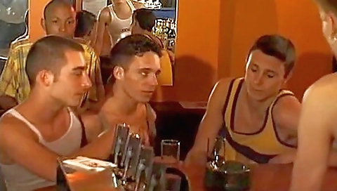 Big dicks threesome with three horny dudes in a group