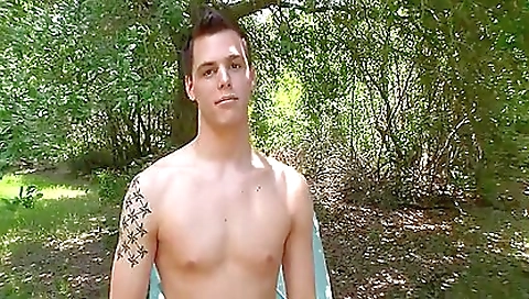 Campus hottie with tattoos filmed outdoors cumshot