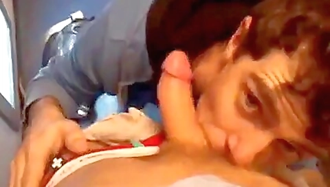 Brunette video with a deep throat blowjob and swallow