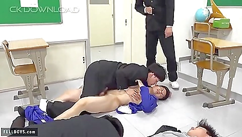 Japanese teen girls with small titties have threesome on a couch