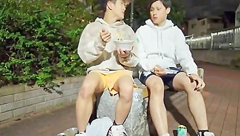 Japanese couple enjoys outdoor sex in an outdoor scene