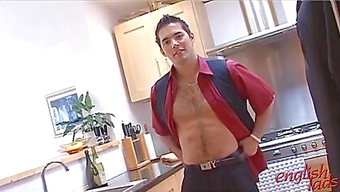Hot brunette slut is cumming on a cock in a kitchen
