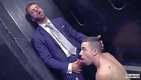 Blonde pornstar with sexy body fucks on the glory hole