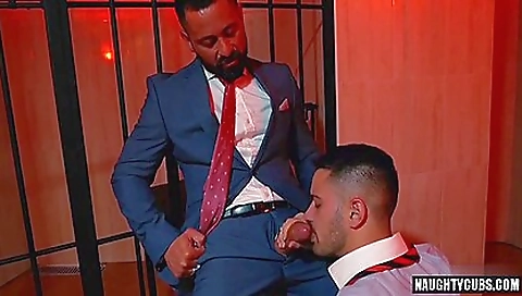 Big cock cum shot on a brunette with a deep throat