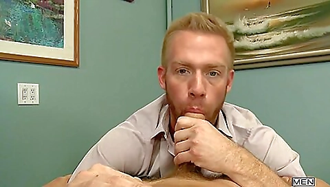Redhead teacher with a thick cock in the office 4k
