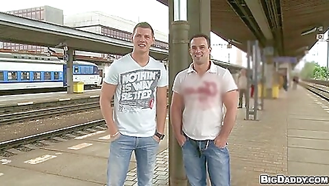 Muscular dude with a big dick is doing it outdoors