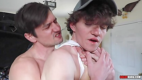Brunette teen gets fucked in the back by a young man