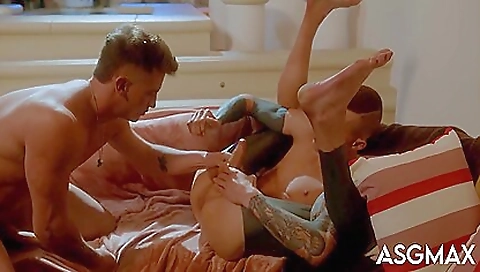 Horny brunette is on the dining table and gets fucked